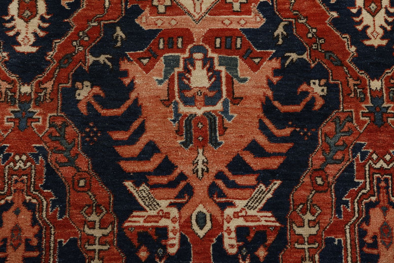 8x10 Navy and Ivory Anatolian Traditional Rug