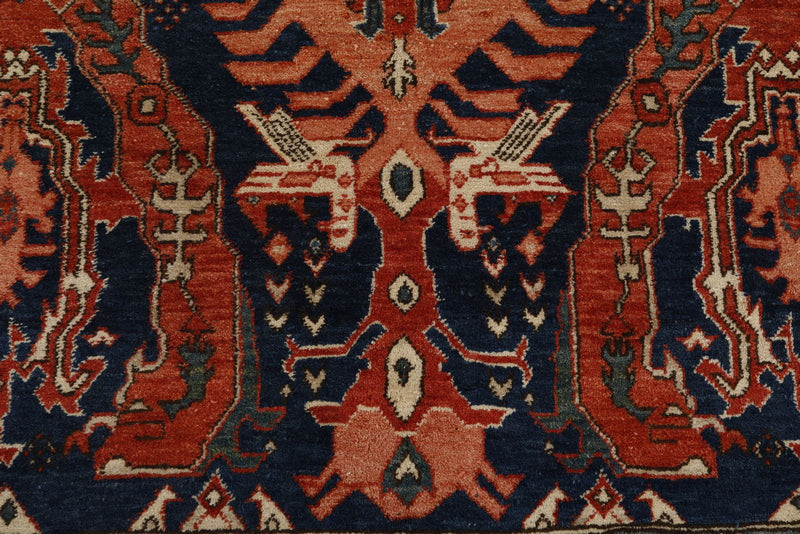 8x10 Navy and Ivory Anatolian Traditional Rug