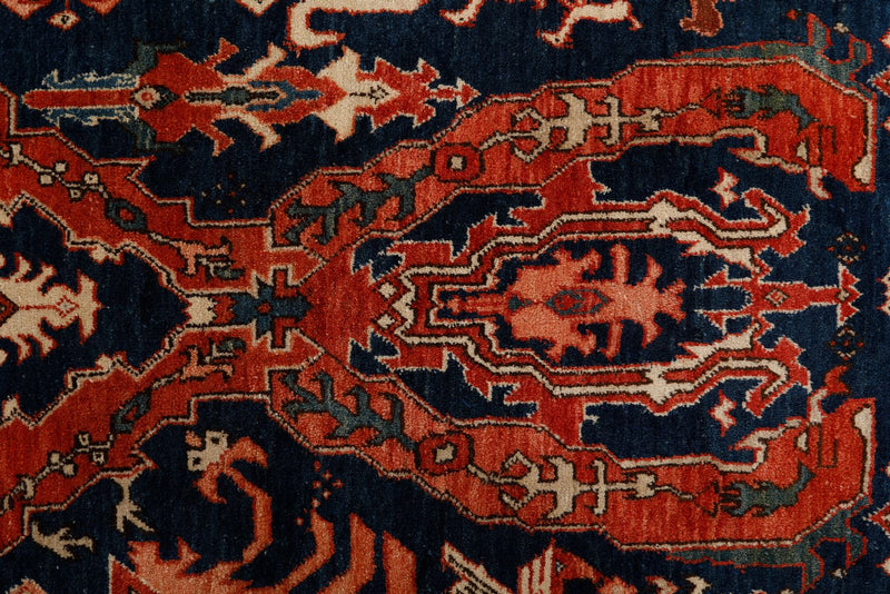 8x10 Navy and Ivory Anatolian Traditional Rug