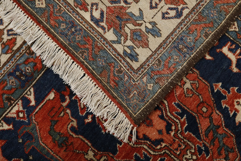 8x10 Navy and Ivory Anatolian Traditional Rug