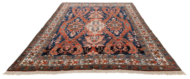 8x10 Navy and Ivory Anatolian Traditional Rug