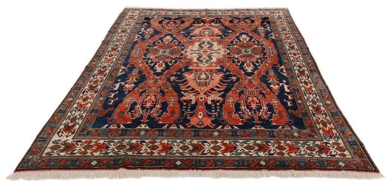 8x10 Navy and Ivory Anatolian Traditional Rug