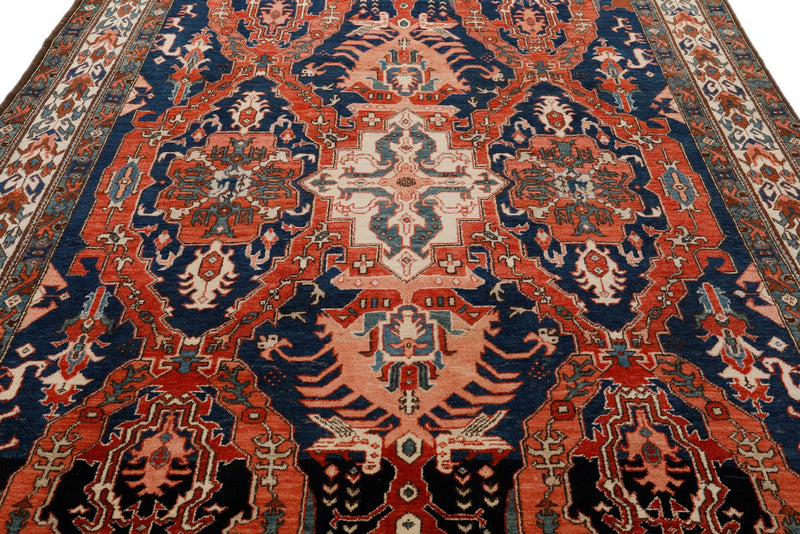 8x10 Navy and Ivory Anatolian Traditional Rug