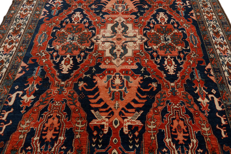8x10 Navy and Ivory Anatolian Traditional Rug
