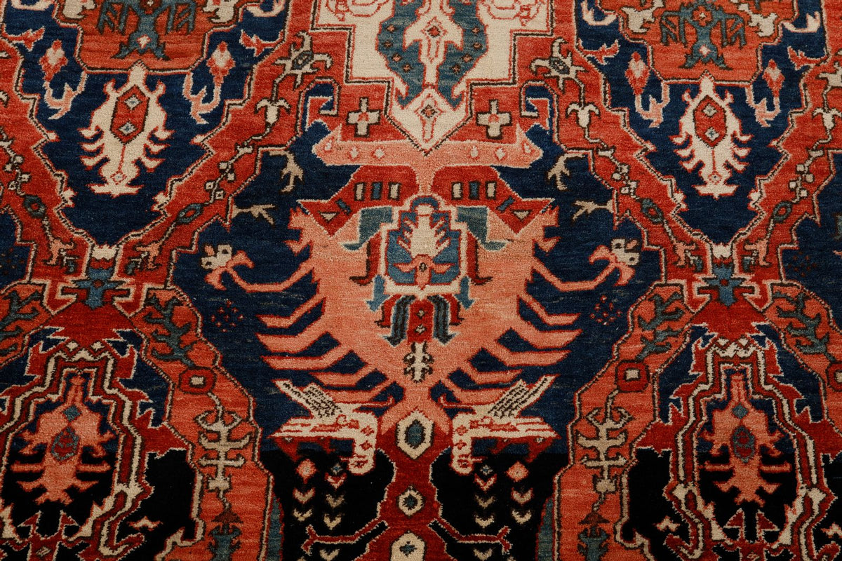 8x10 Navy and Ivory Anatolian Traditional Rug