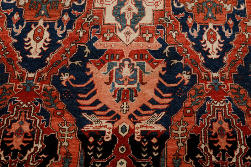 8x10 Navy and Ivory Anatolian Traditional Rug