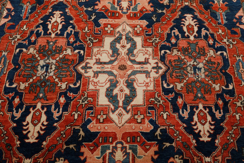 8x10 Navy and Ivory Anatolian Traditional Rug