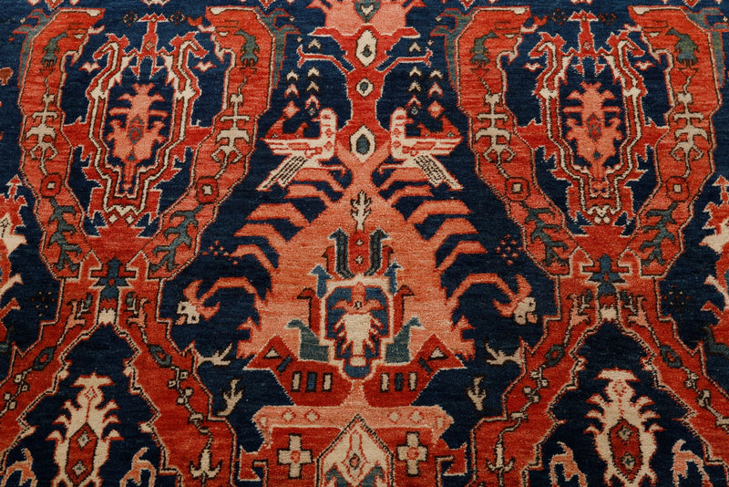 8x10 Navy and Ivory Anatolian Traditional Rug