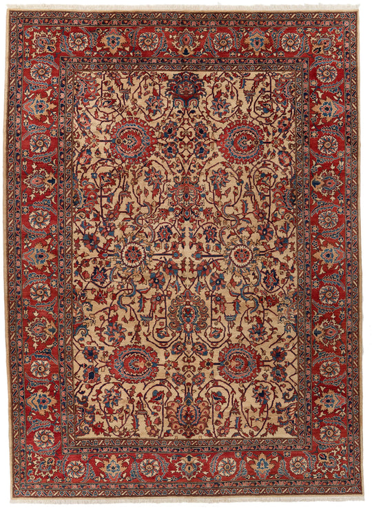 10x14 Ivory and Red Anatolian Traditional Rug