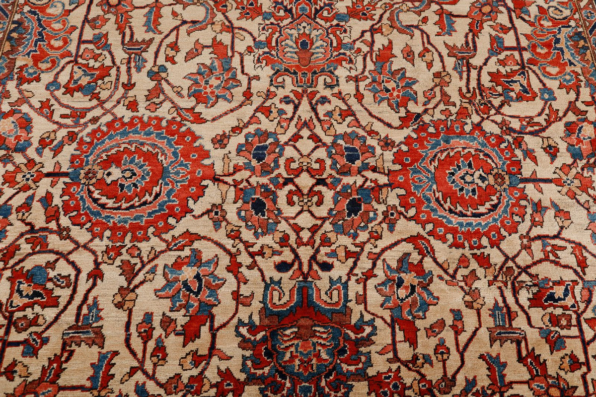 10x14 Ivory and Red Anatolian Traditional Rug