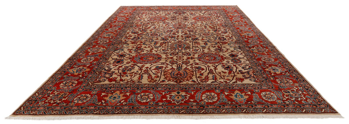 10x14 Ivory and Red Anatolian Traditional Rug