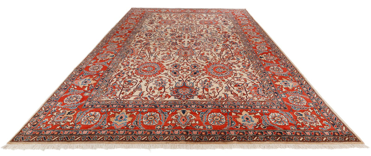10x14 Ivory and Red Anatolian Traditional Rug