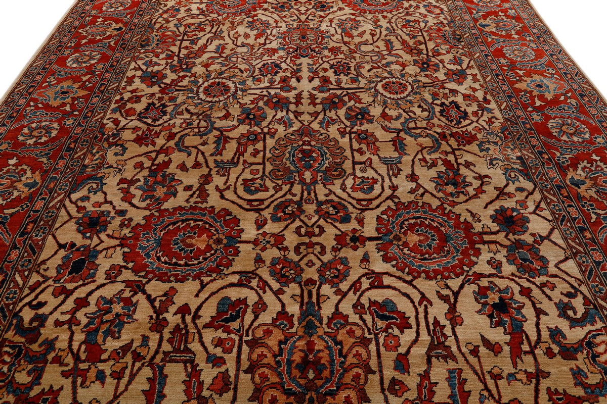10x14 Ivory and Red Anatolian Traditional Rug