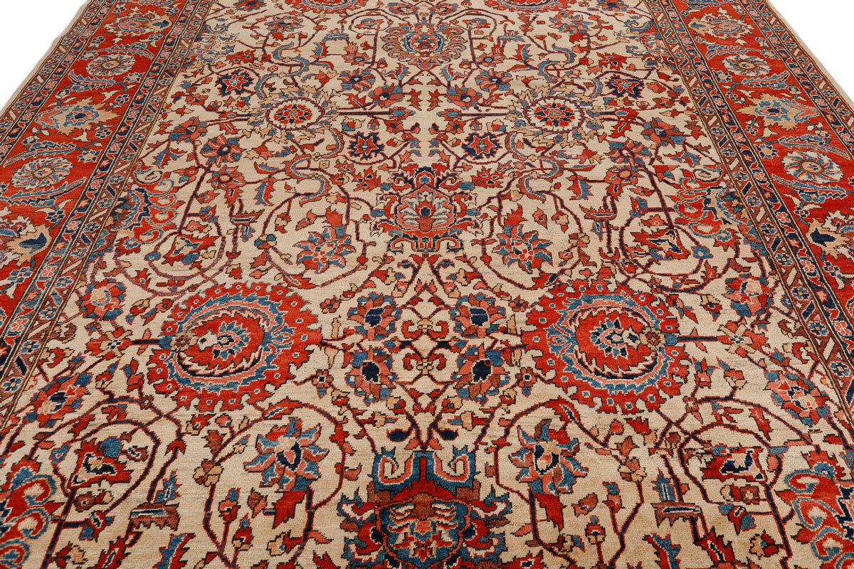 10x14 Ivory and Red Anatolian Traditional Rug