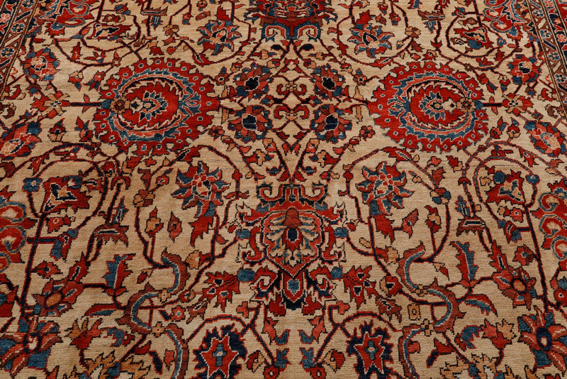 10x14 Ivory and Red Anatolian Traditional Rug