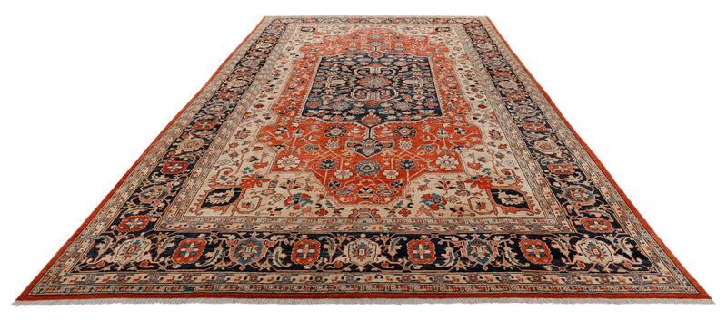 9x14 Rust and Navy Anatolian Traditional Rug