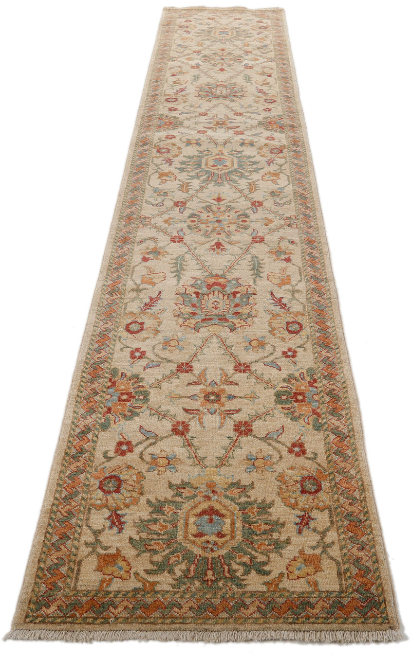 3x14 Beige and Multicolor Anatolian Traditional Rug