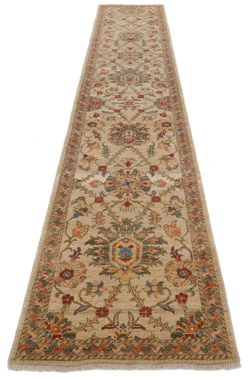 3x14 Beige and Multicolor Anatolian Traditional Rug