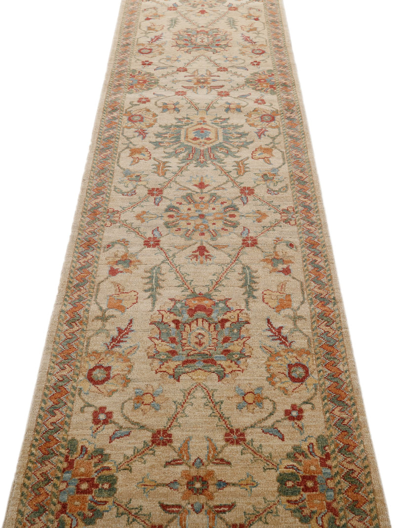 3x14 Beige and Multicolor Anatolian Traditional Rug