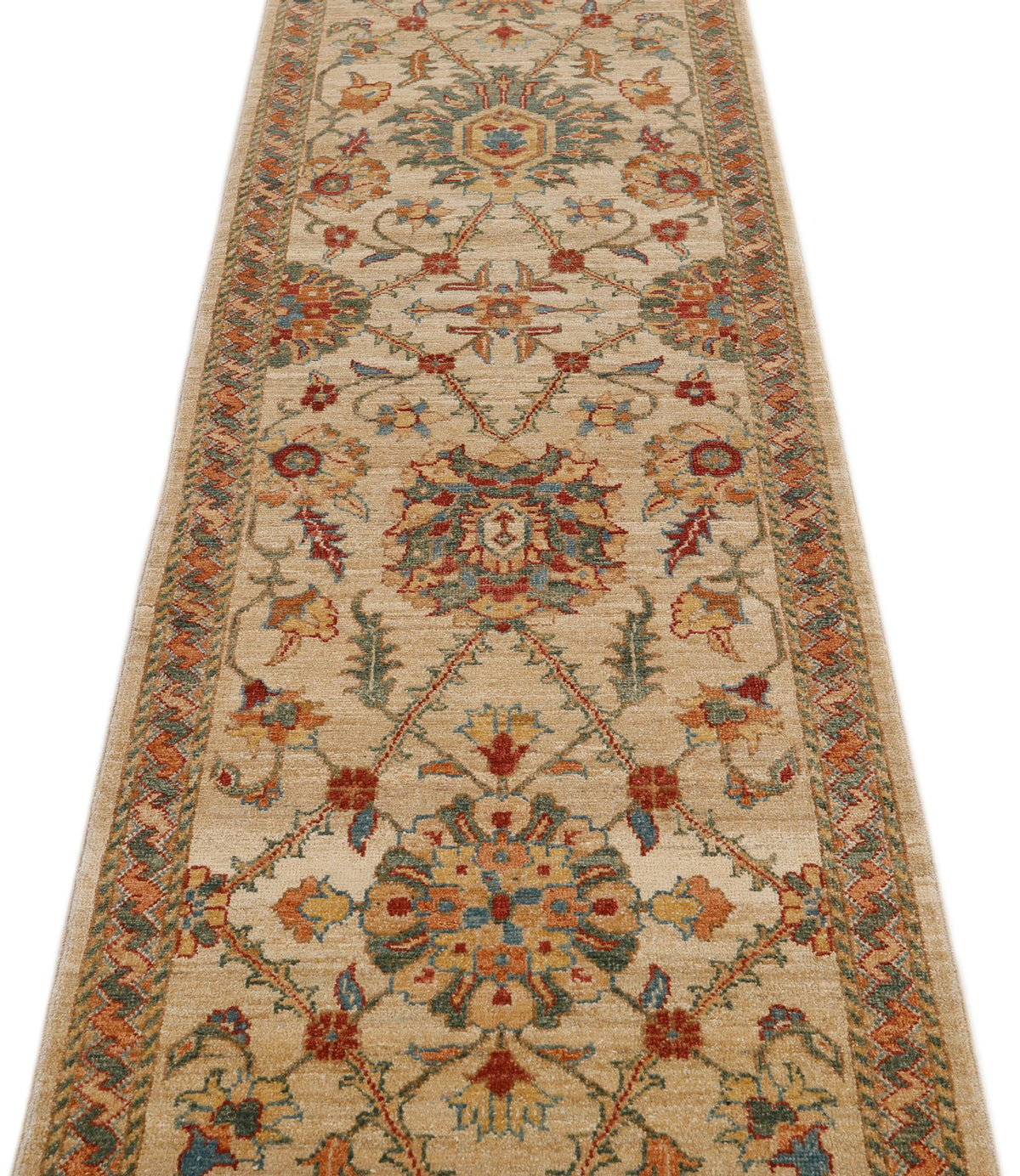 3x14 Beige and Multicolor Anatolian Traditional Rug