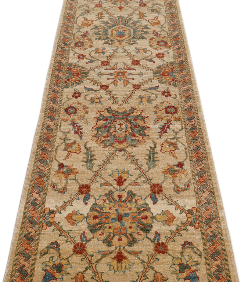 3x14 Beige and Multicolor Anatolian Traditional Rug
