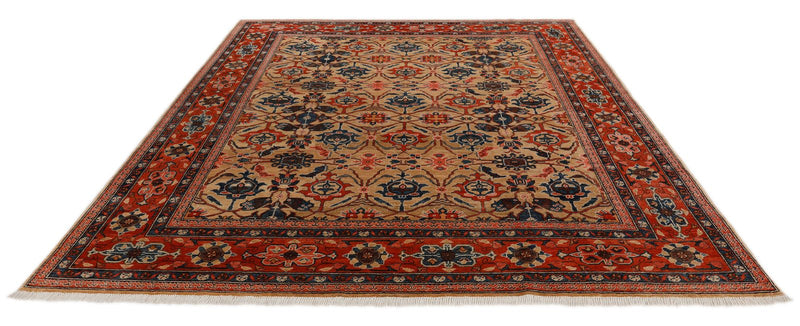8x10 Light Brown and Red Anatolian Traditional Rug