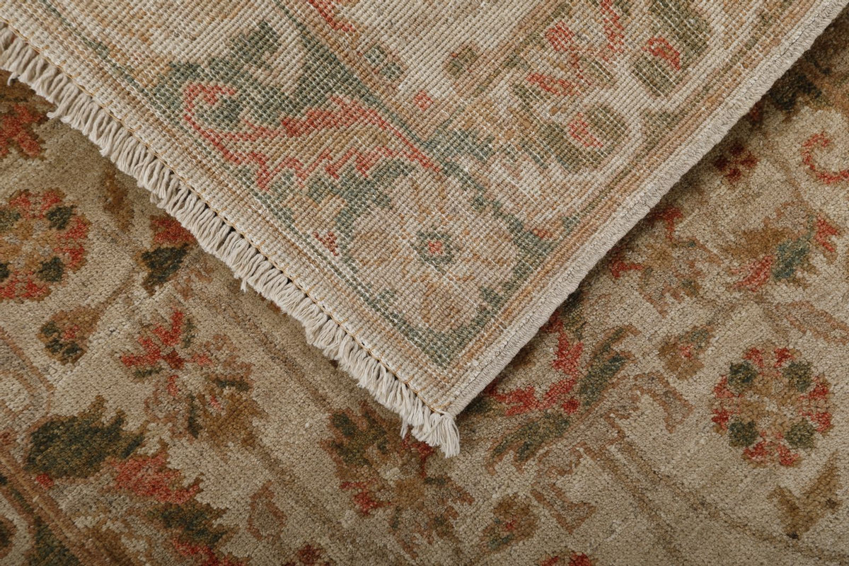 3x18 Ivory and Light Olive Green Anatolian Traditional Runner