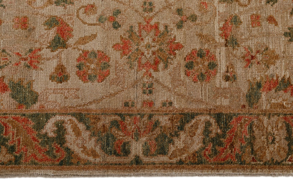 3x18 Ivory and Light Olive Green Anatolian Traditional Runner