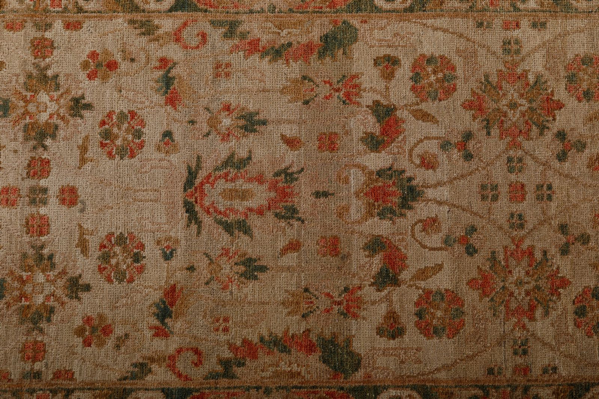 3x18 Ivory and Light Olive Green Anatolian Traditional Runner