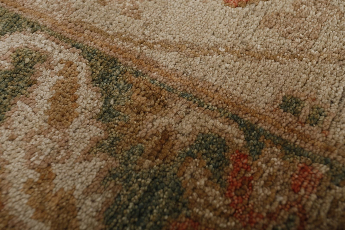 3x18 Ivory and Light Olive Green Anatolian Traditional Runner