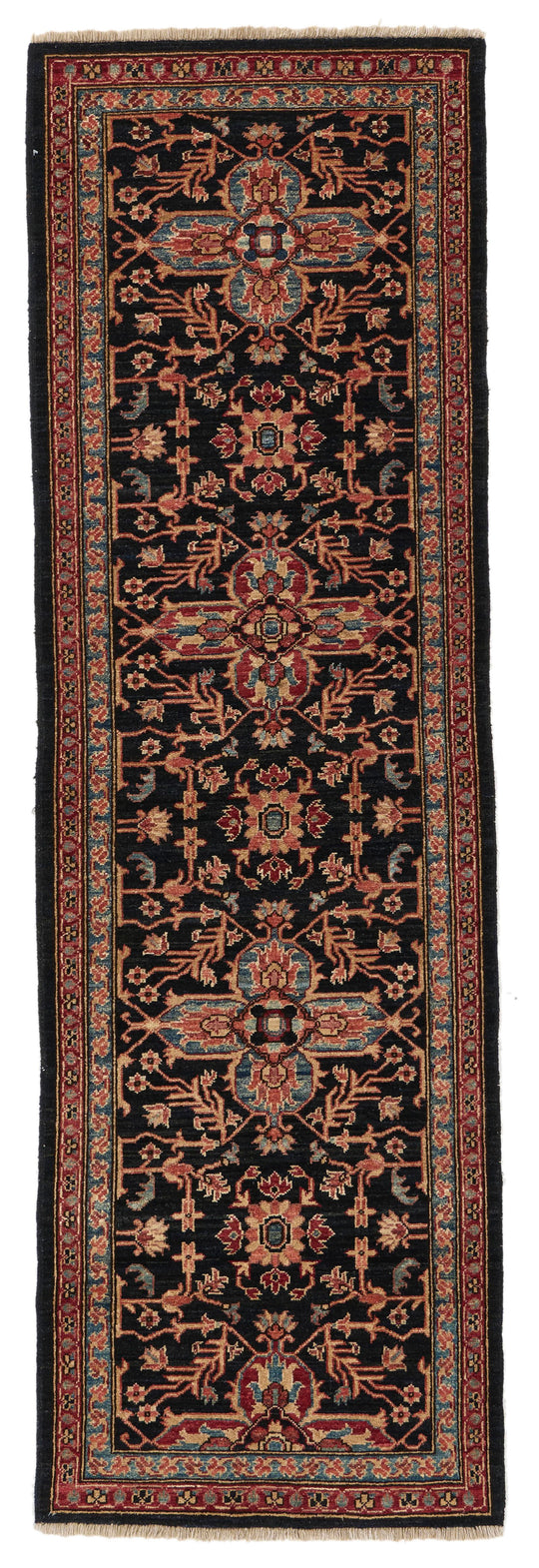 3x8 Navy and Multicolor Anatolian Traditional Runner