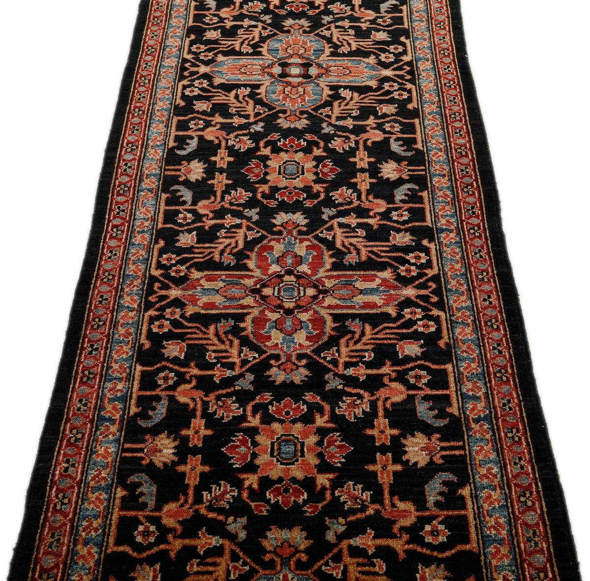 3x8 Navy and Multicolor Anatolian Traditional Runner