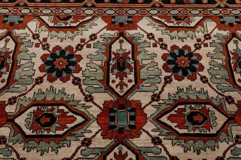 8x10 Ivory and Navy Anatolian Traditional Rug