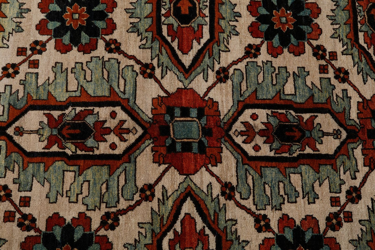 8x10 Ivory and Navy Anatolian Traditional Rug