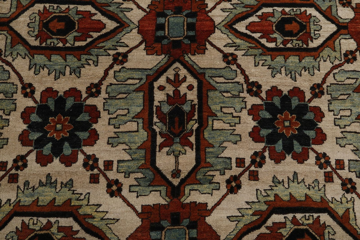 8x10 Ivory and Navy Anatolian Traditional Rug