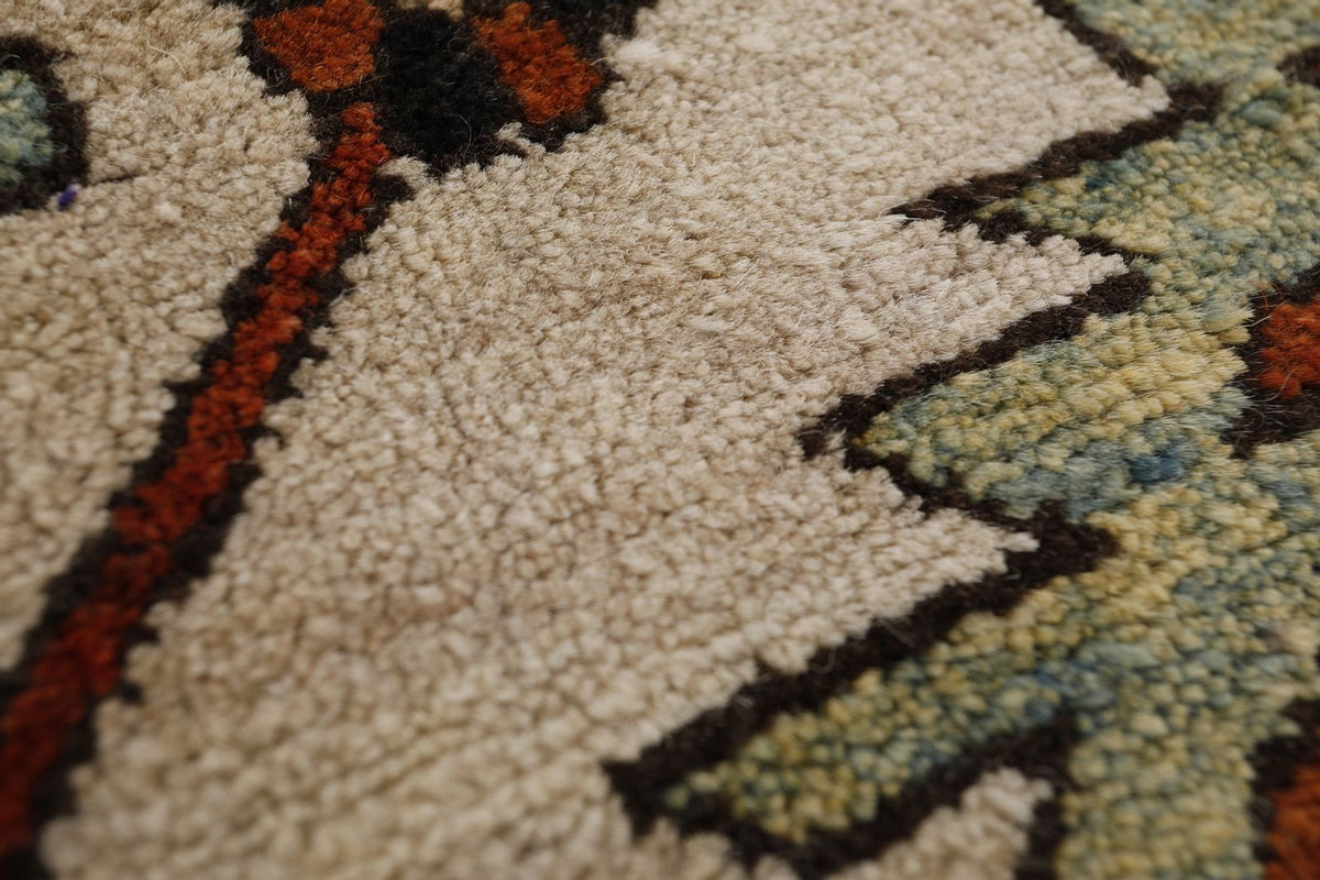 8x10 Ivory and Navy Anatolian Traditional Rug