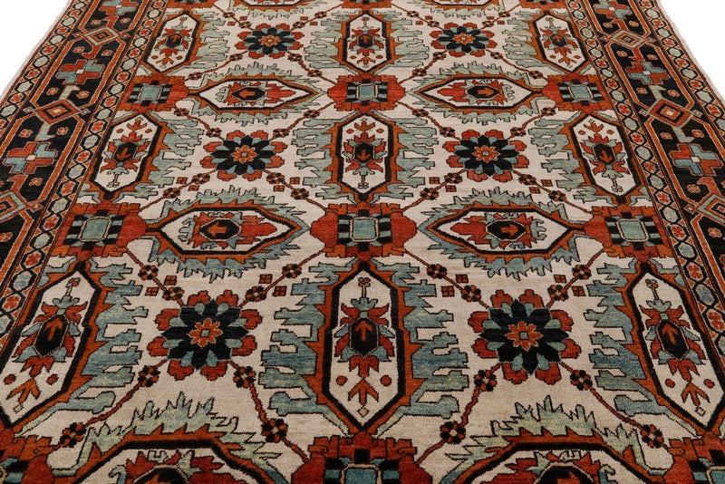 8x10 Ivory and Navy Anatolian Traditional Rug
