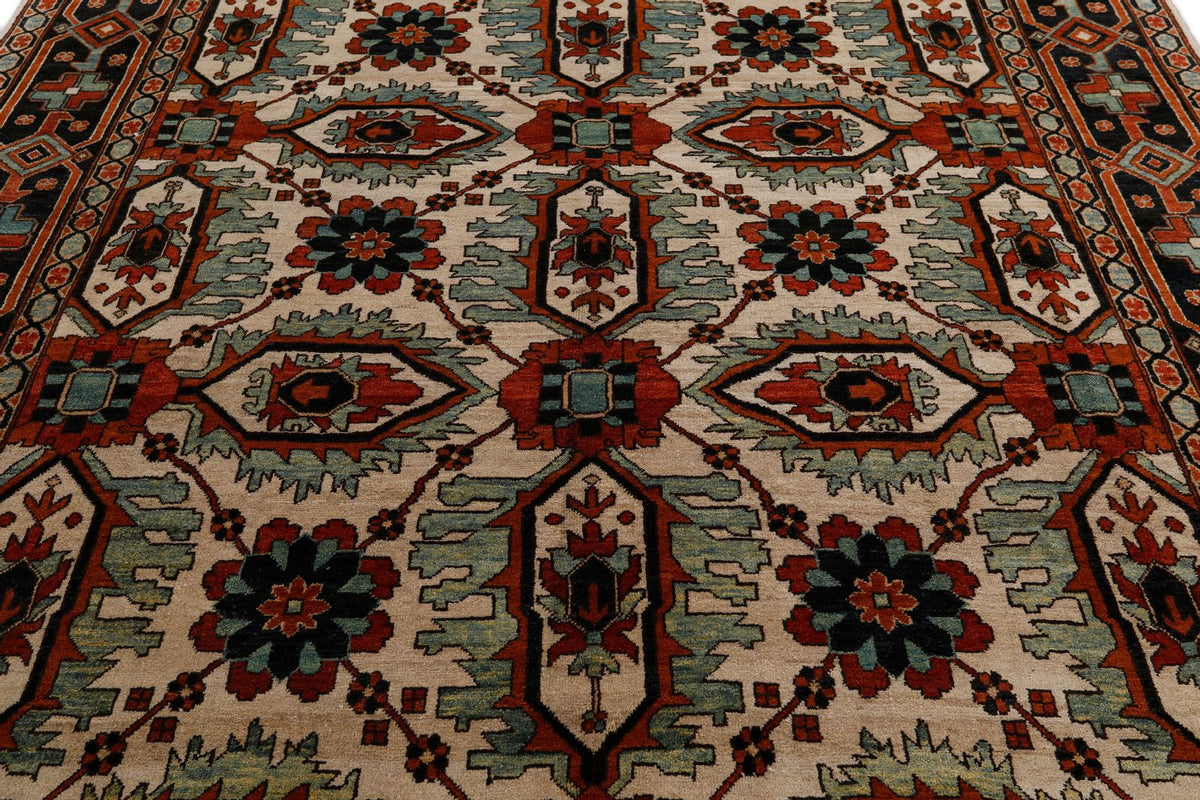 8x10 Ivory and Navy Anatolian Traditional Rug