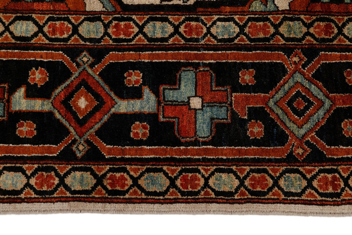 8x10 Ivory and Navy Anatolian Traditional Rug
