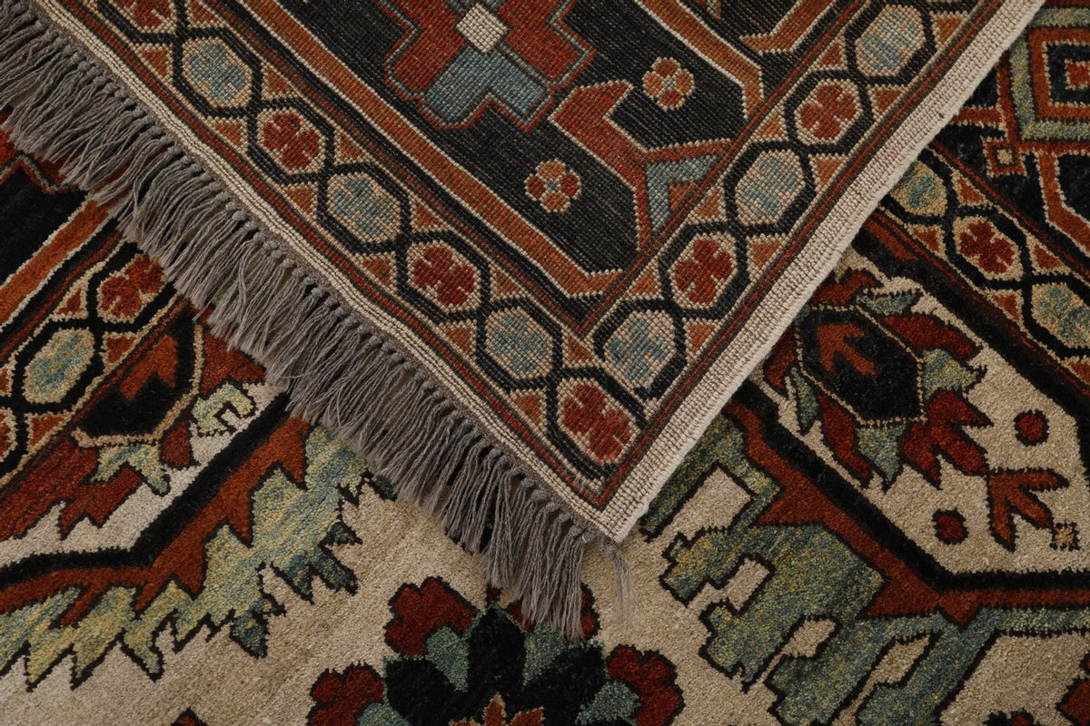 8x10 Ivory and Navy Anatolian Traditional Rug