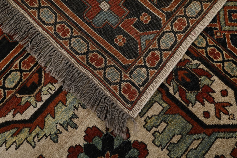 8x10 Ivory and Navy Anatolian Traditional Rug
