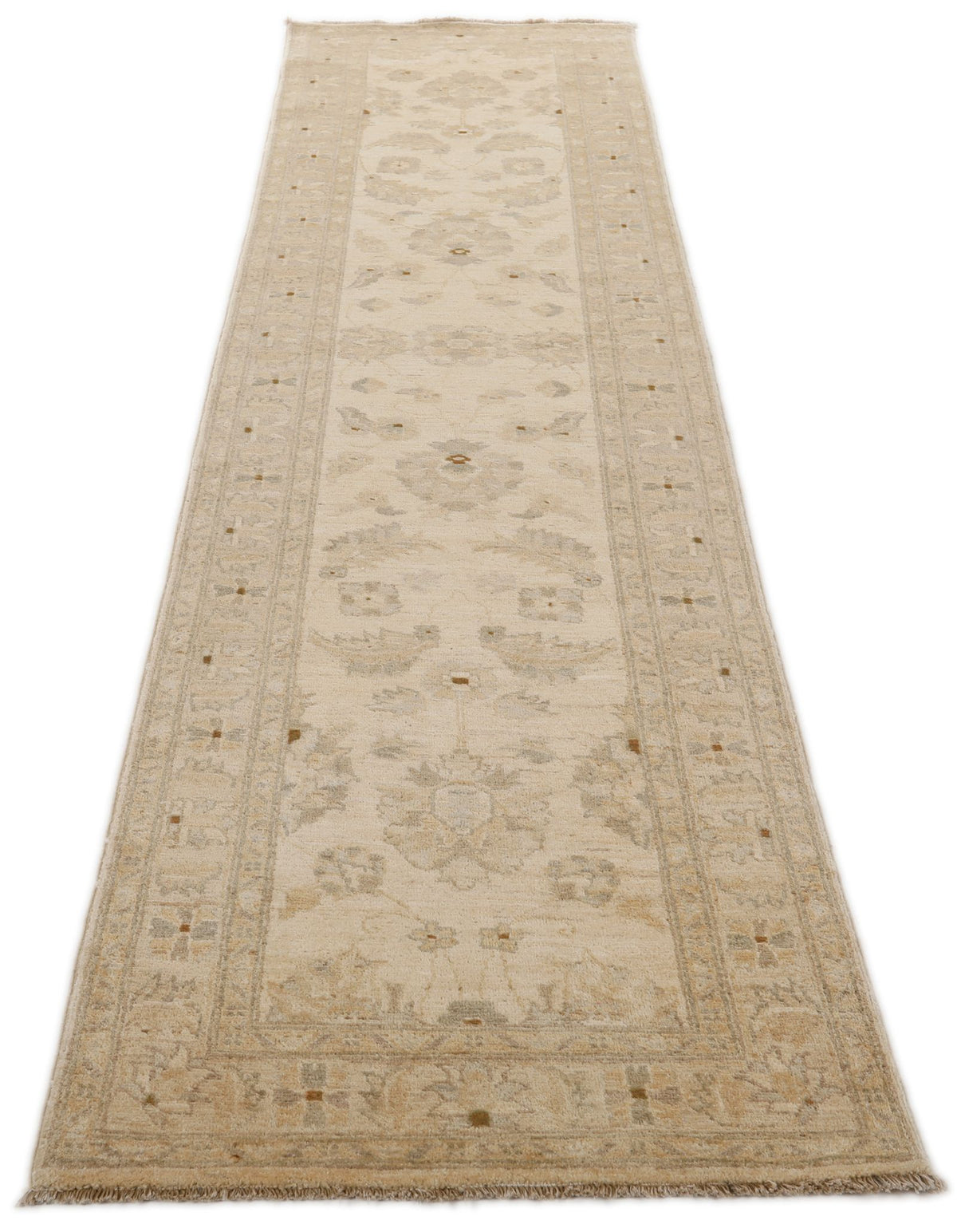3x11 Ivory and Beige Turkish Traditional Runner