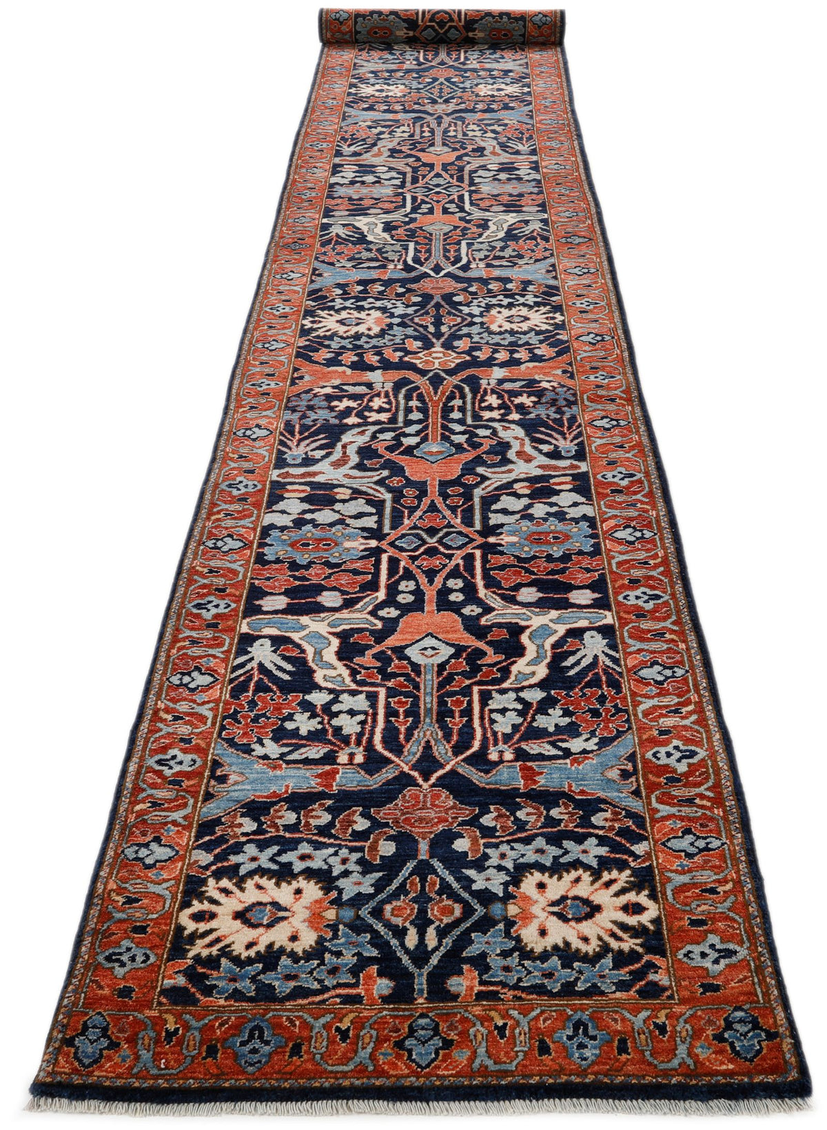 3x17 Navy and Rust Traditional Runner