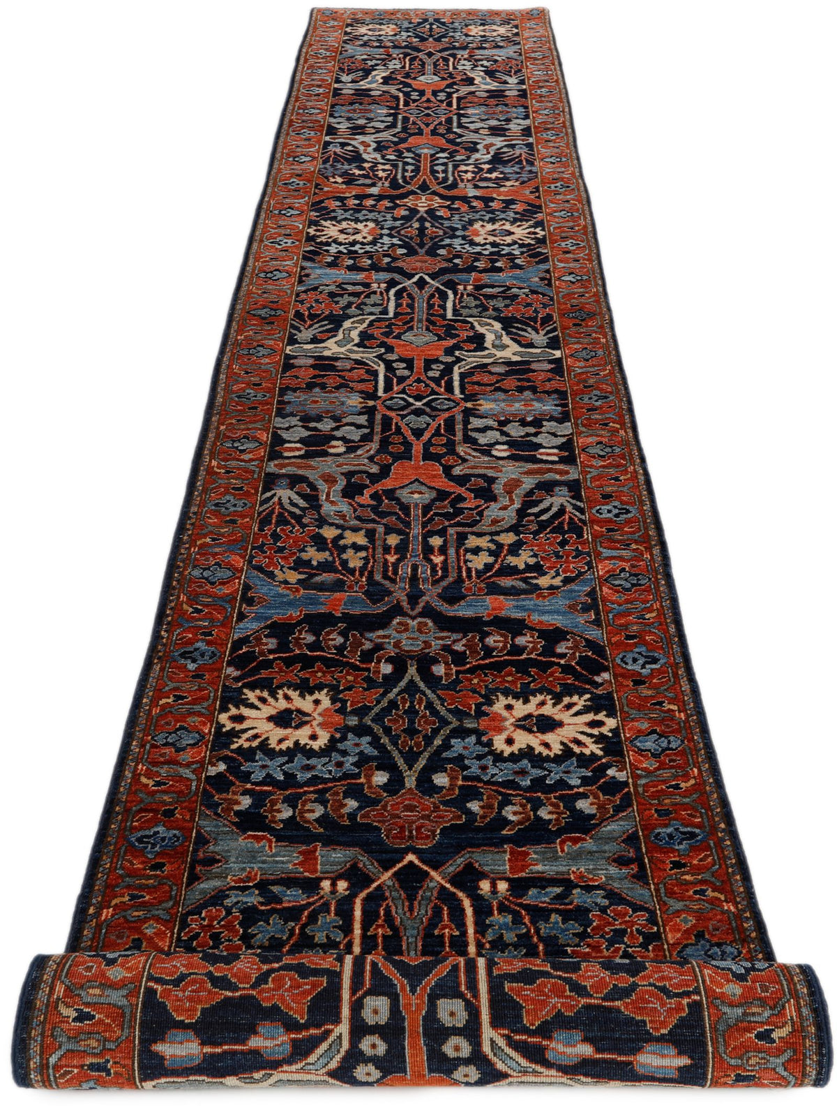 3x17 Navy and Rust Traditional Runner