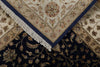 8x10 Navy and Ivory Turkish Silk Rug