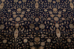 8x10 Navy and Ivory Turkish Silk Rug