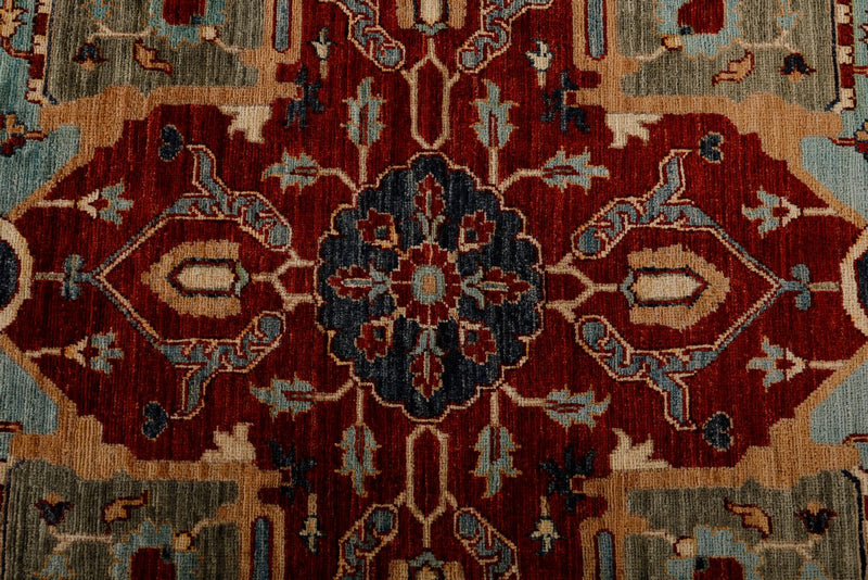 8x8 Red and Light Blue Anatolian Traditional Rug