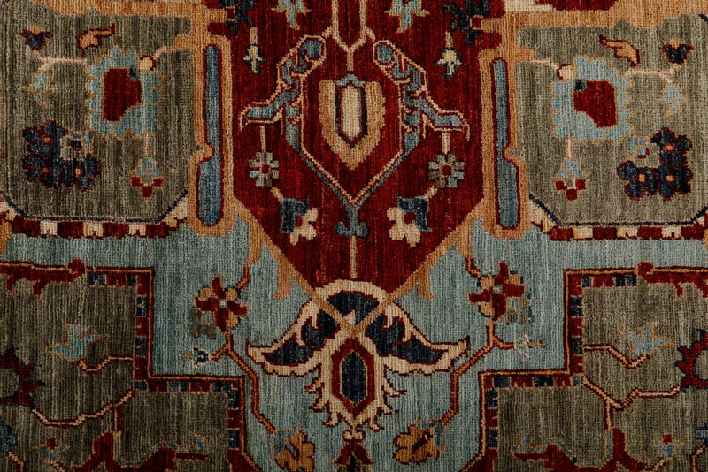 8x8 Red and Light Blue Anatolian Traditional Rug