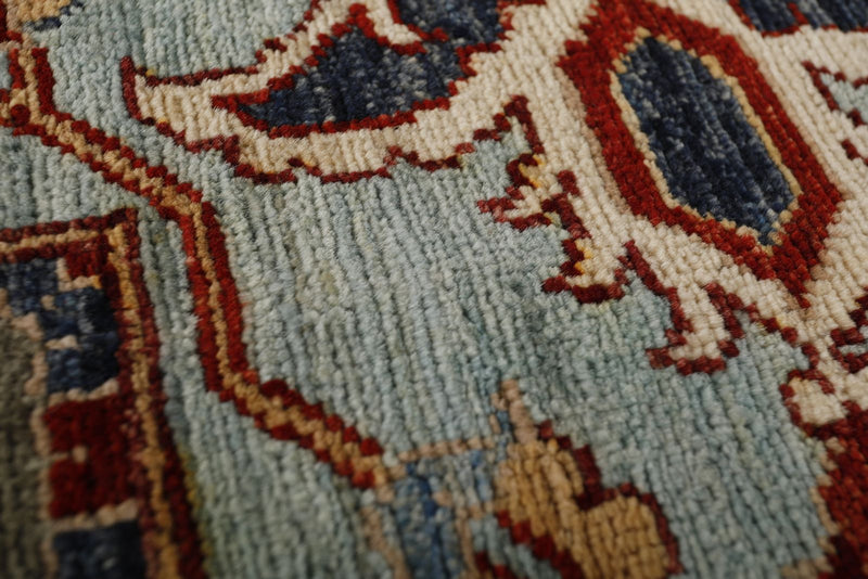 8x8 Red and Light Blue Anatolian Traditional Rug
