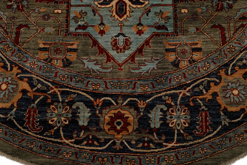 8x8 Red and Light Blue Anatolian Traditional Rug